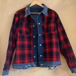 Custom Made Denim Red Flannel Jacket